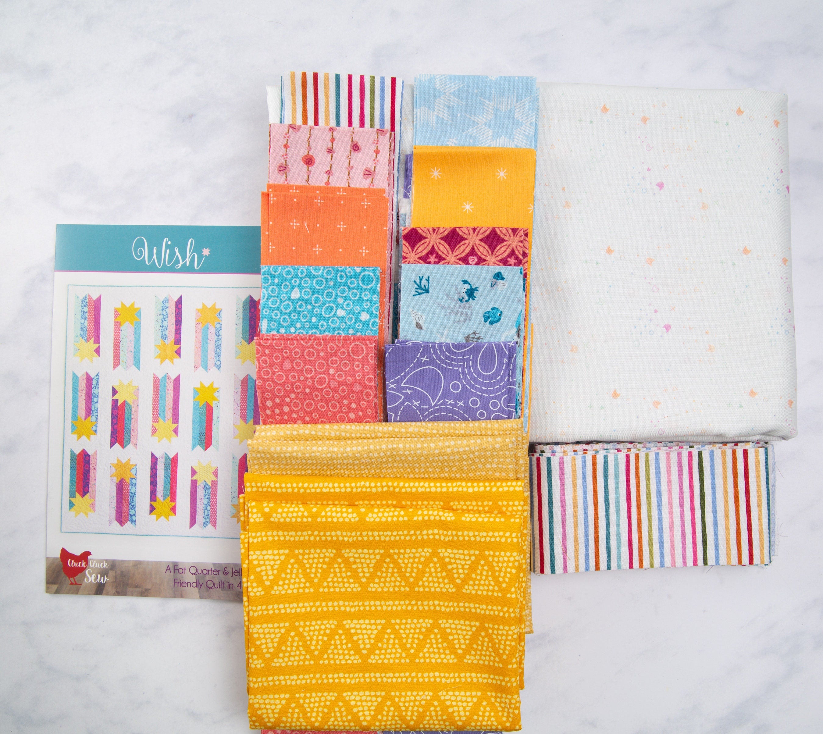 Wish Quilt Kit | Bright Prints, jelly roll Strips, Beginner Pattern (60" x 73")