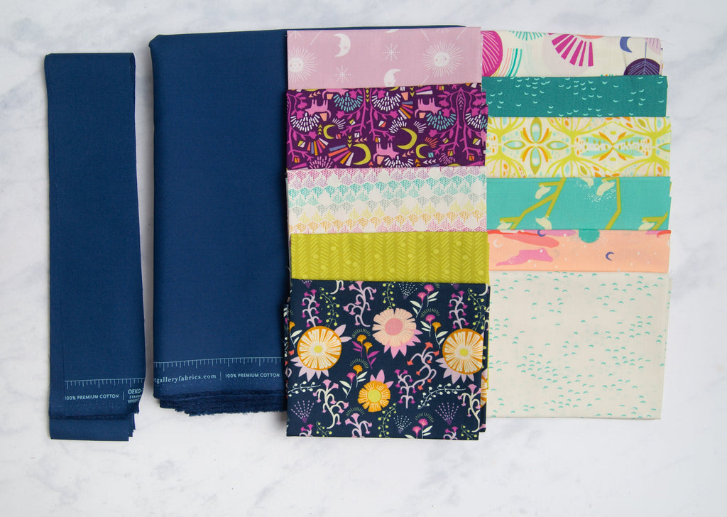 Violet Quilt Kit | Includes Pattern by Kitchen Table Quilting | 58in x 68in Throw/Lap Size Quilt Kit | Pink Purple Blue Green Colorway