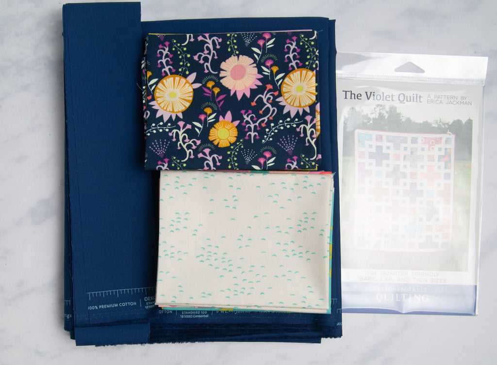 Violet Quilt Kit | Includes Pattern by Kitchen Table Quilting | 58in x 68in Throw/Lap Size Quilt Kit | Pink Purple Blue Green Colorway