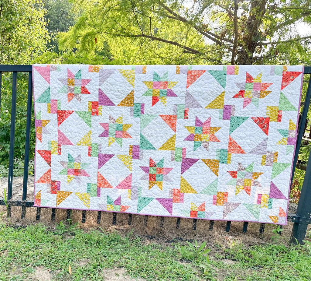Early Hours Quilt Kit | Bright Pastel Quilt Large Throw, Includes Pattern (72" x 72")