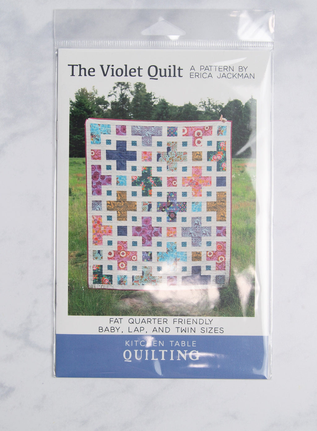 Violet Quilt Kit | Includes Pattern by Kitchen Table Quilting | 58in x 68in Throw/Lap Size Quilt Kit | Pink Purple Blue Green Colorway