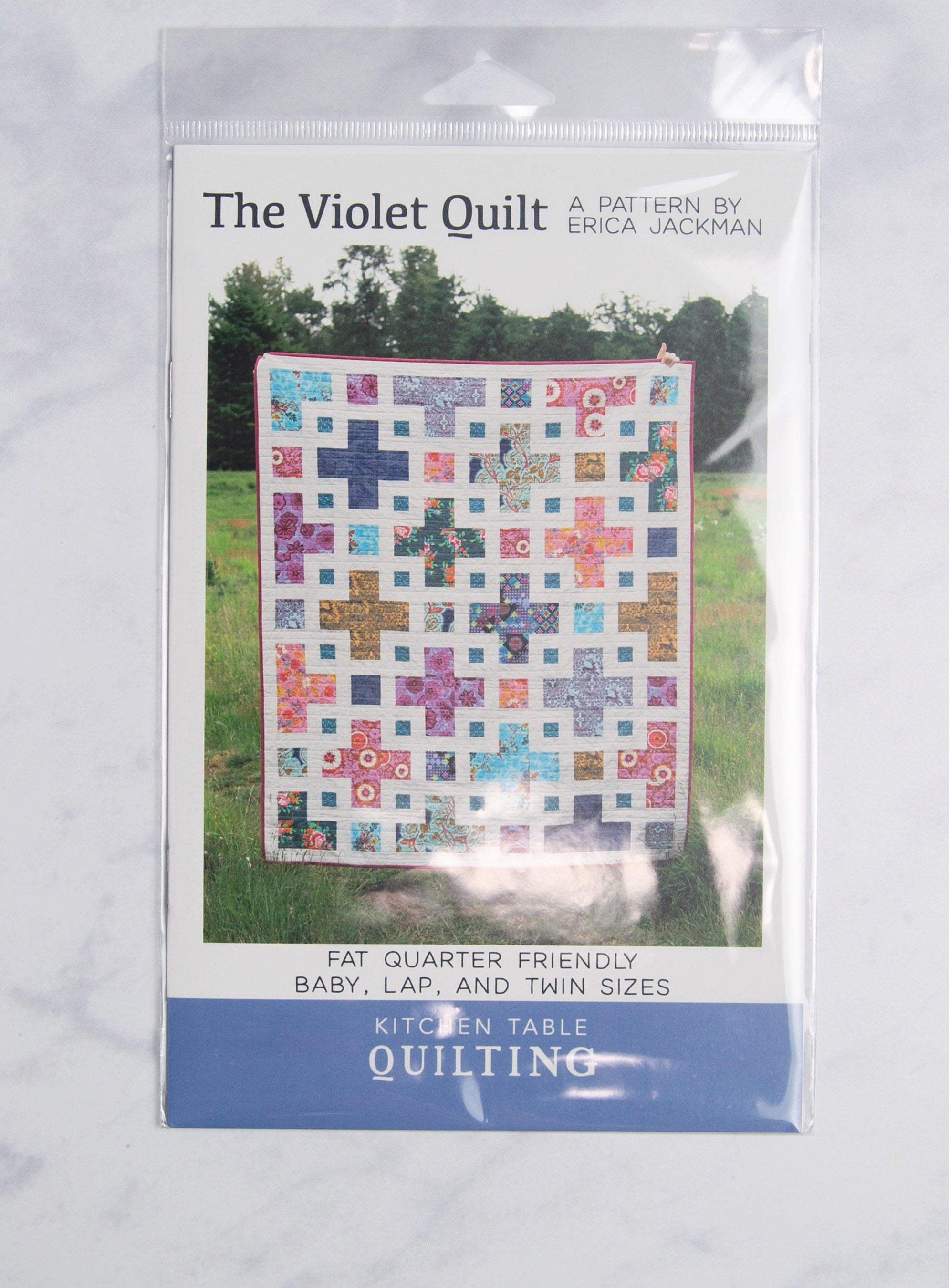 Violet Quilt Kit | Includes Pattern by Kitchen Table Quilting | 58in x 68in Throw/Lap Size Quilt Kit | Pink Purple Blue Green Colorway