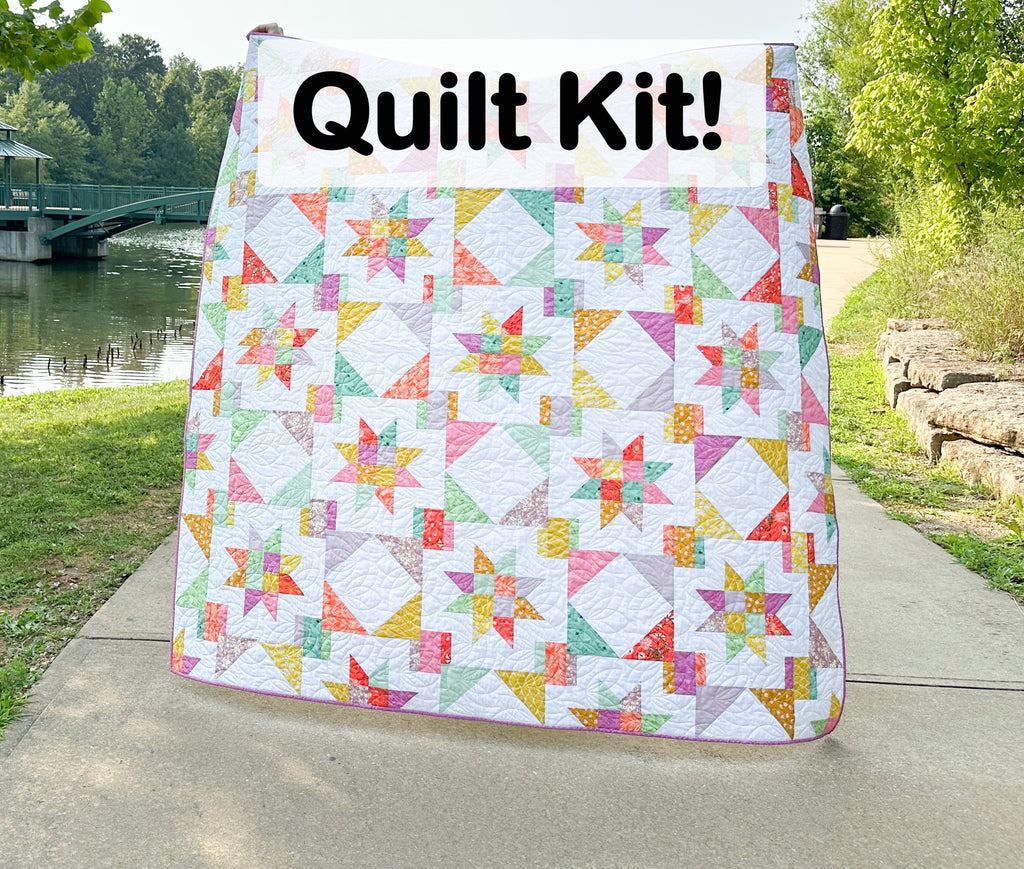 Early Hours Quilt Kit | Bright Pastel Quilt Large Throw, Includes Pattern (72" x 72")