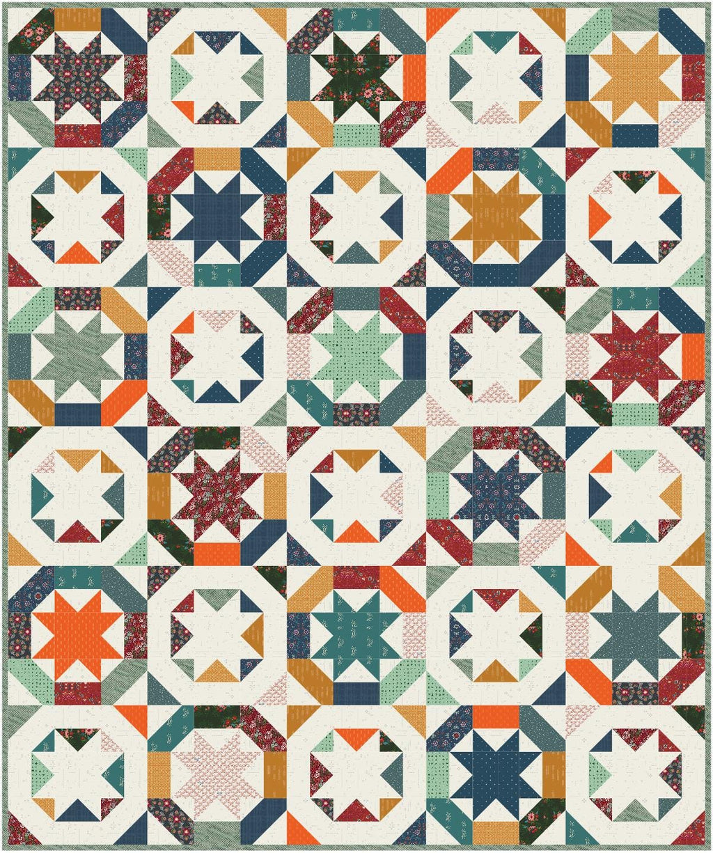 Precut Quilt Kit – Stardrops Throw in fall colors, Includes Pattern (60" x 72")