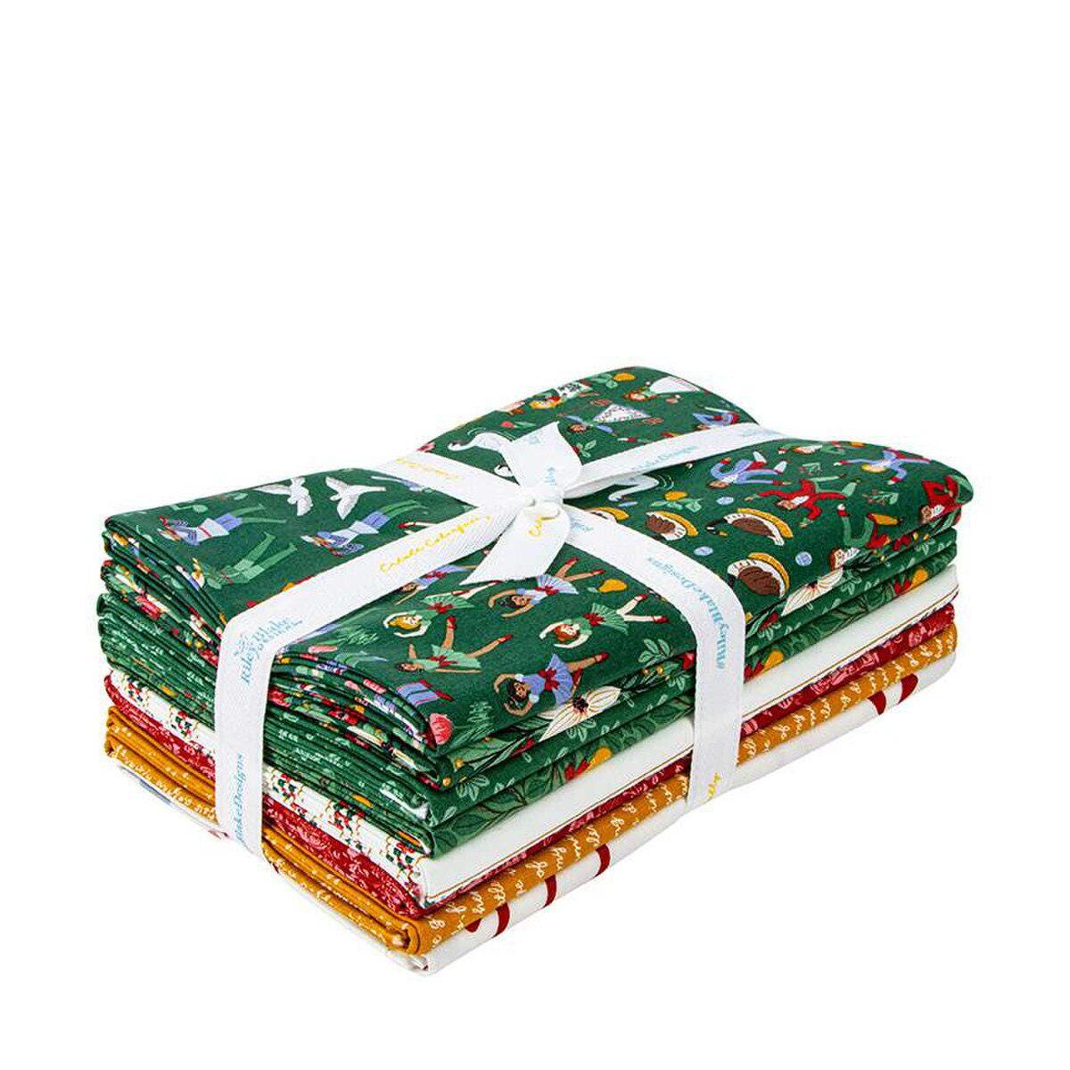 A Pear-fect Christmas 1-Yard Bundle Green | 7 yards total in bundle | Riley Blake Fabrics | Green Red Gold plus Panel