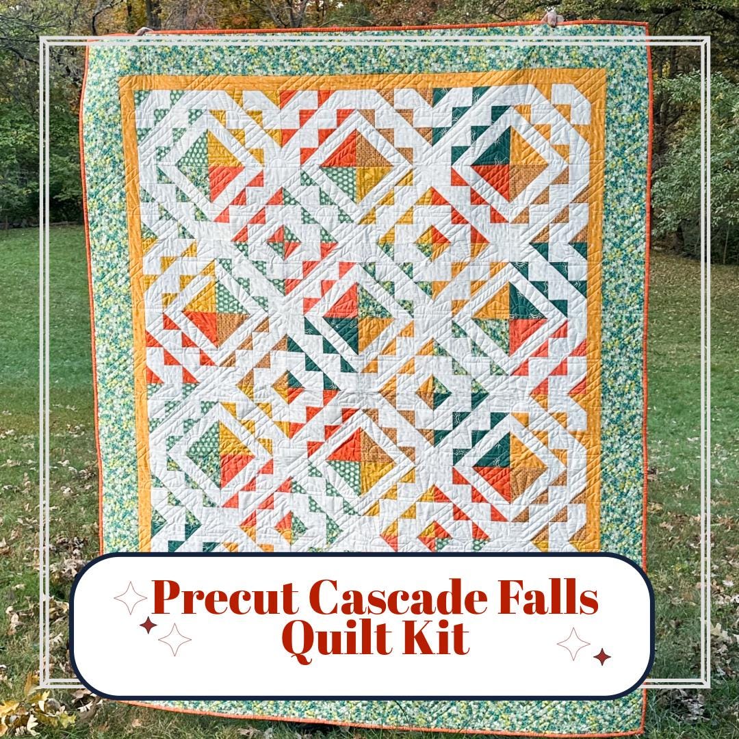 Precut Quilt Kit - Ready to Sew! | Cascade Falls Quilt Kit | Includes Pattern by Amy Smart |  60" x 76" Throw Quilt Kit | Quilt in a Bag