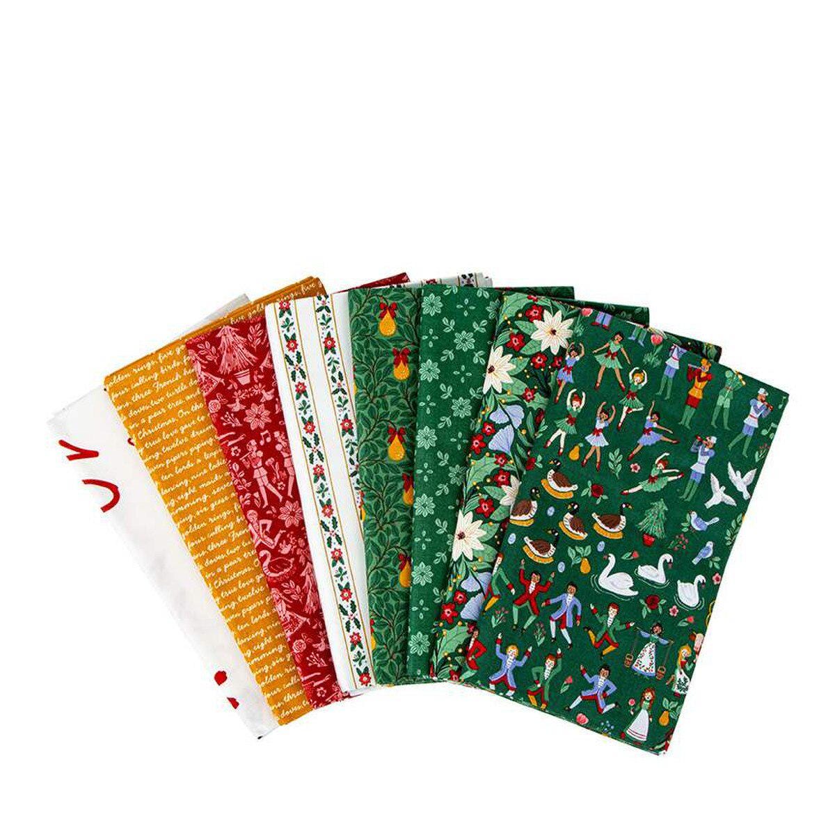 A Pear-fect Christmas 1-Yard Bundle Green | 7 yards total in bundle | Riley Blake Fabrics | Green Red Gold plus Panel