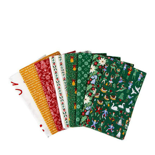 A Pear-fect Christmas 1-Yard Bundle Green | 7 yards total in bundle | Riley Blake Fabrics | Green Red Gold plus Panel