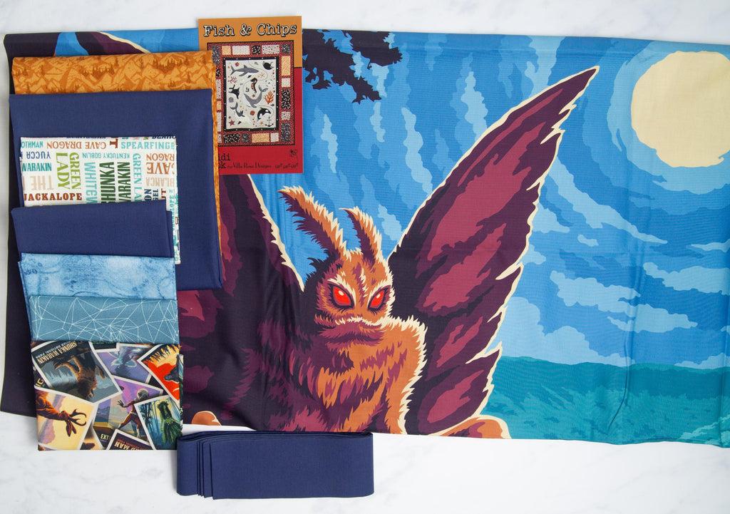 Mothman Quilt Kit | Includes Mothman panel and pattern | 59 x 67 in Throw Quilt Kit