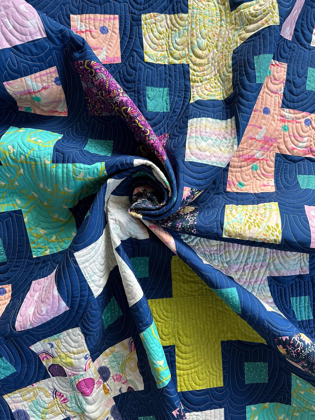Violet Quilt Kit | Includes Pattern by Kitchen Table Quilting | 58in x 68in Throw/Lap Size Quilt Kit | Pink Purple Blue Green Colorway