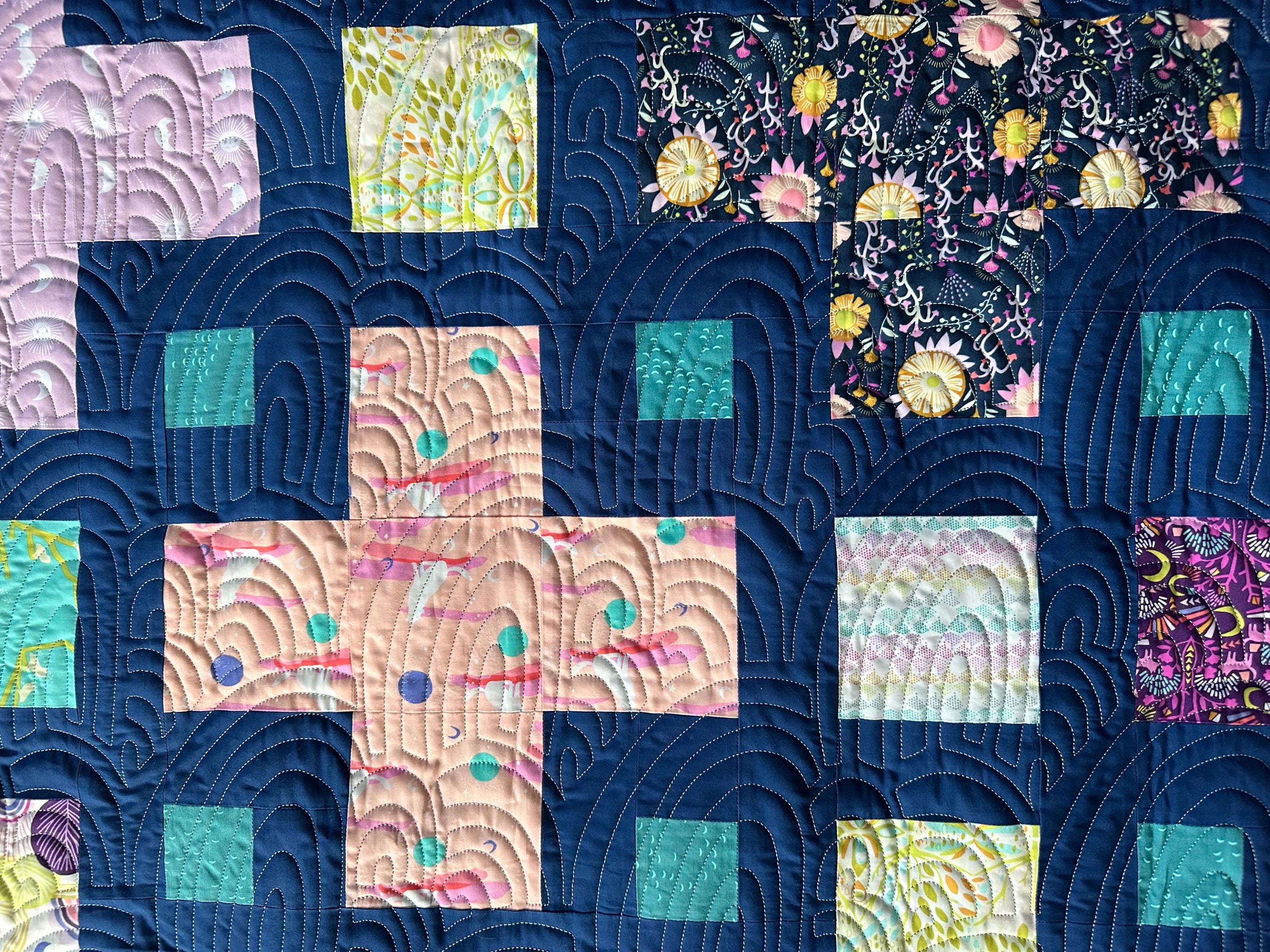 Violet Quilt Kit | Includes Pattern by Kitchen Table Quilting | 58in x 68in Throw/Lap Size Quilt Kit | Pink Purple Blue Green Colorway