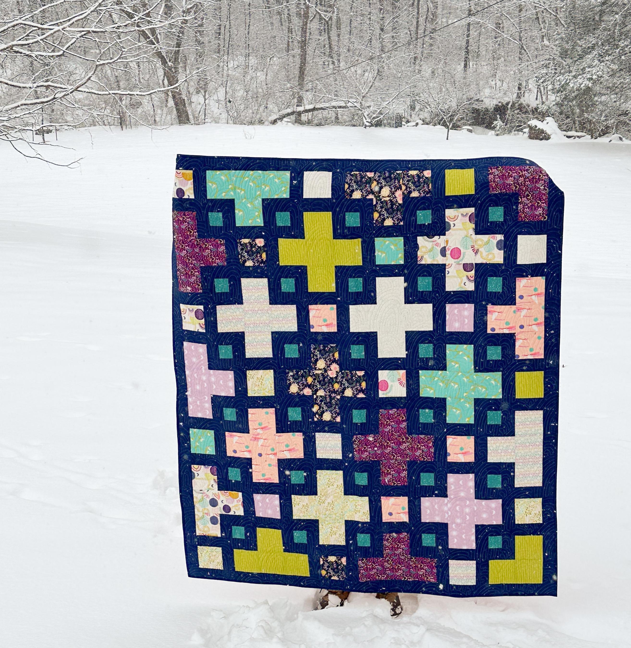 Violet Quilt Kit | Includes Pattern by Kitchen Table Quilting | 58in x 68in Throw/Lap Size Quilt Kit | Pink Purple Blue Green Colorway