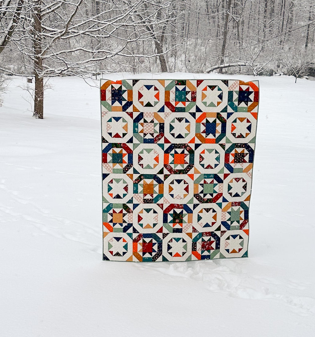 Precut Quilt Kit – Stardrops Throw in fall colors, Includes Pattern (60" x 72")