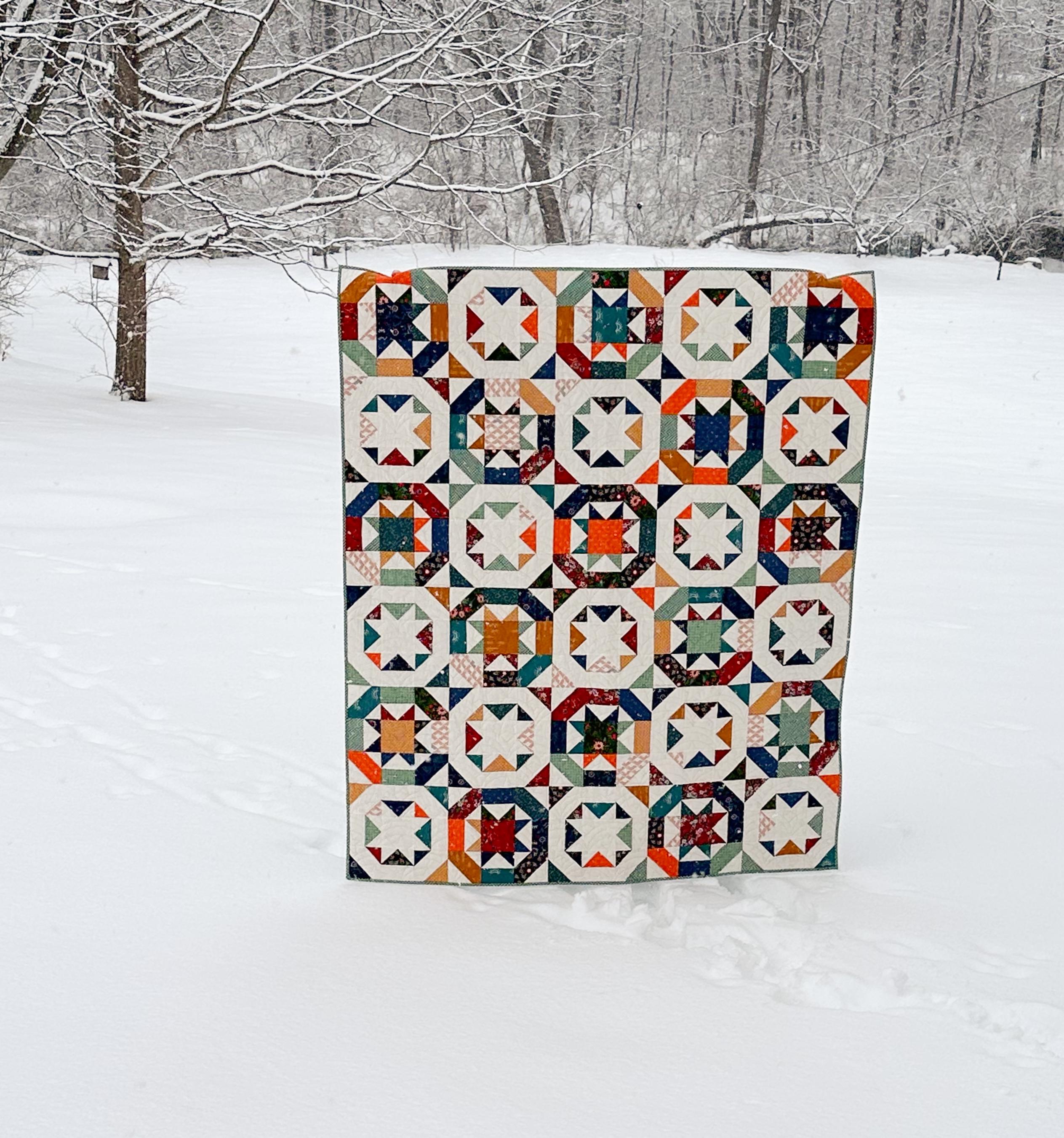 Precut Quilt Kit – Stardrops Throw in fall colors, Includes Pattern (60" x 72")