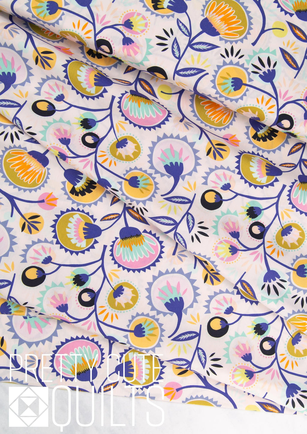 Kattaland Flora from Oh, Meow! designed by Jessica Swift for AGF OHM-33440 - Modern floral pink, purple, green