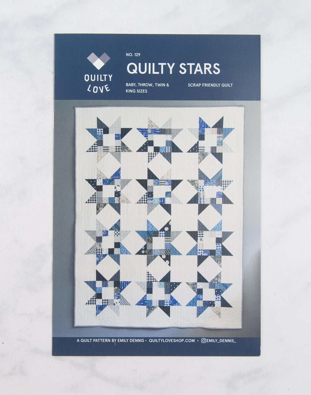 Precut Quilt Kit – Ready to Sew, Quilty Stars Throw, Patriotic theme, Includes pattern (56" x 73")