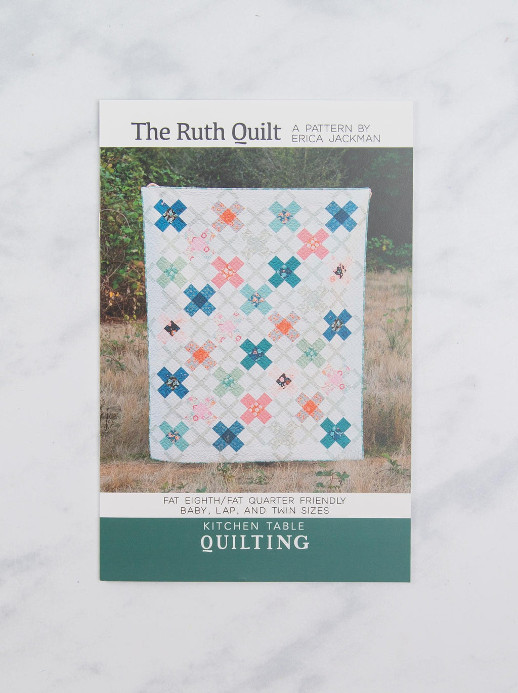 Precut Quilt Kit – The Ruth Throw Quilt in purple, peach, gold, Includes Pattern, (57" x 71")