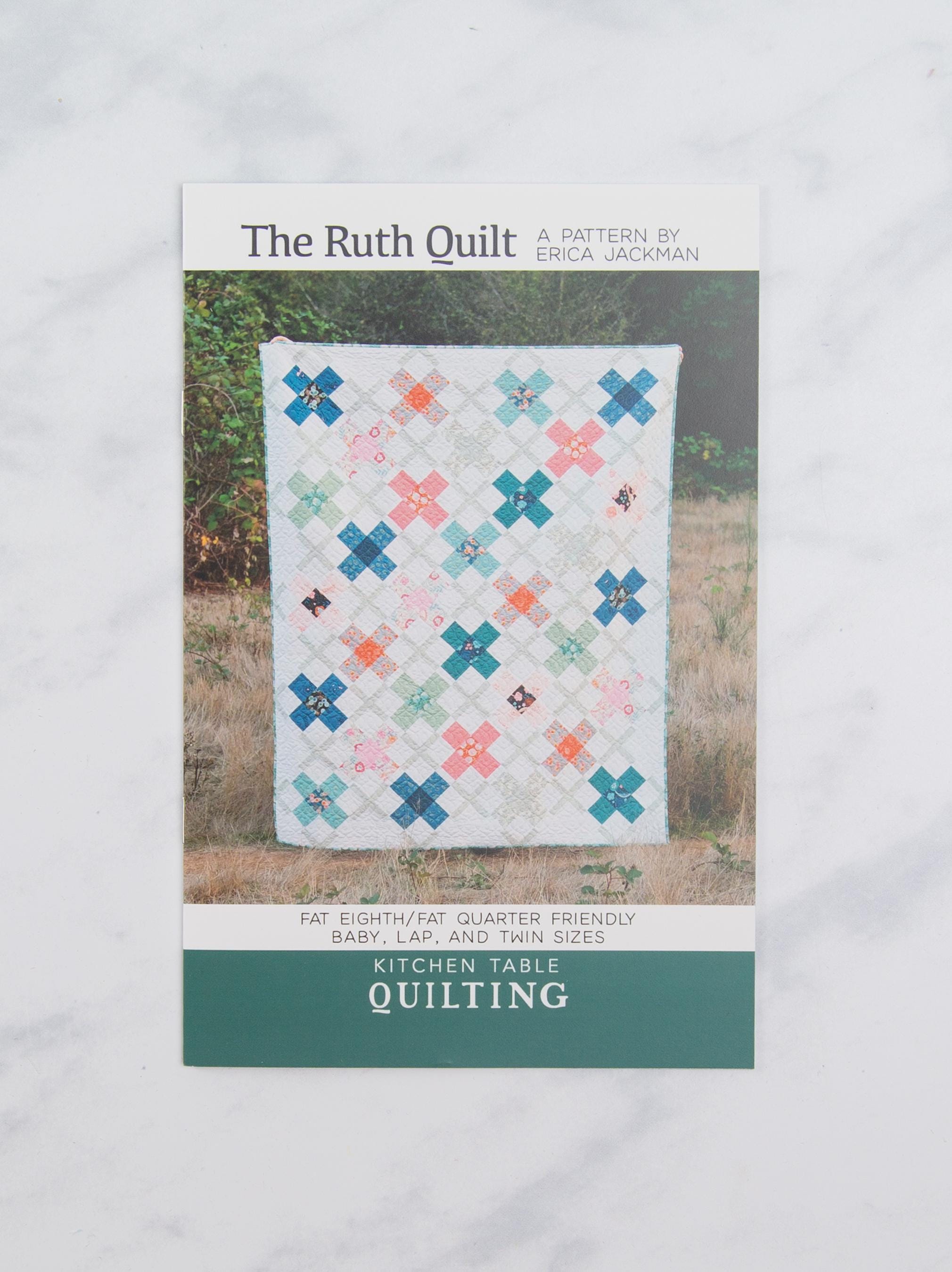 Precut Quilt Kit – The Ruth Throw Quilt in purple, peach, gold, Includes Pattern, (57" x 71")
