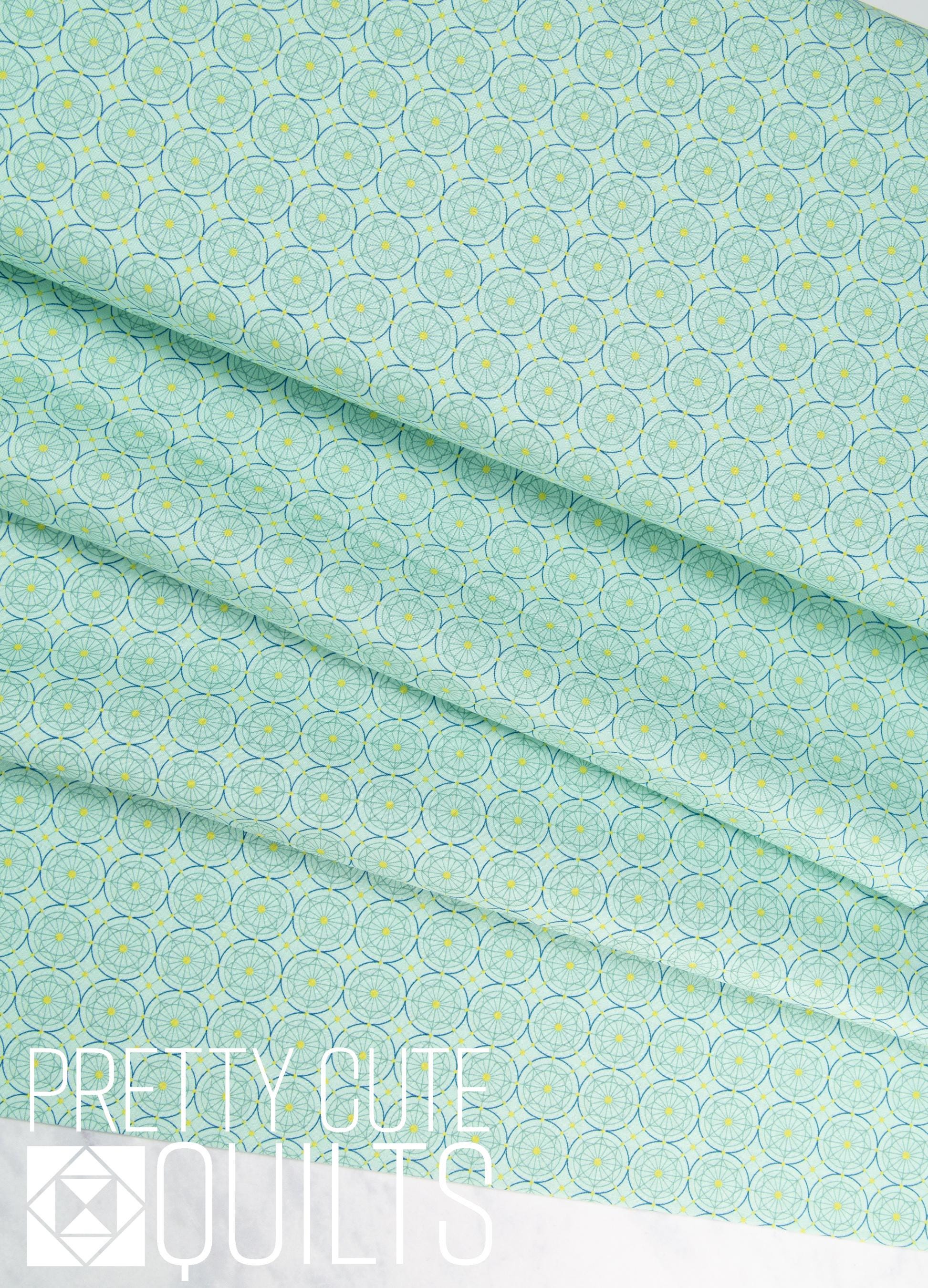 Buttons in Soft Turquoise - Fabric from the Attic - A-9978-G by Giucy Giuce, for Andover | Turquoise geometric
