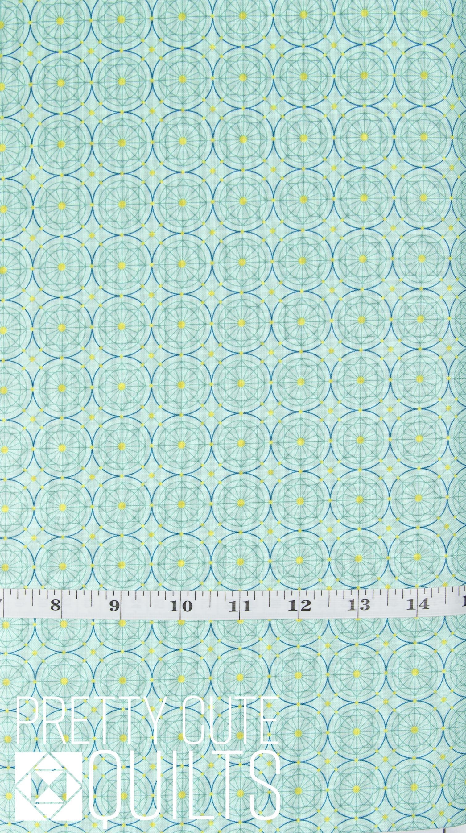 Buttons in Soft Turquoise - Fabric from the Attic - A-9978-G by Giucy Giuce, for Andover | Turquoise geometric