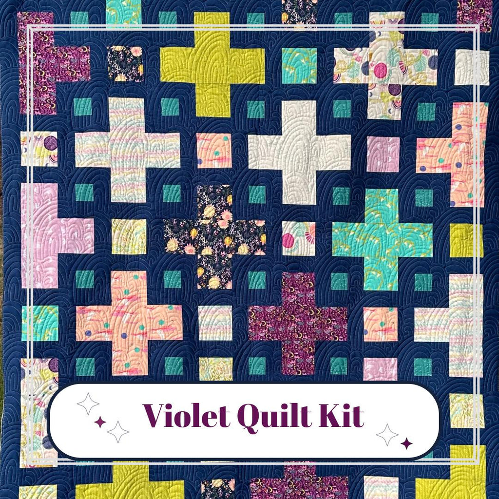 Violet Quilt Kit | Includes Pattern by Kitchen Table Quilting | 58in x 68in Throw/Lap Size Quilt Kit | Pink Purple Blue Green Colorway