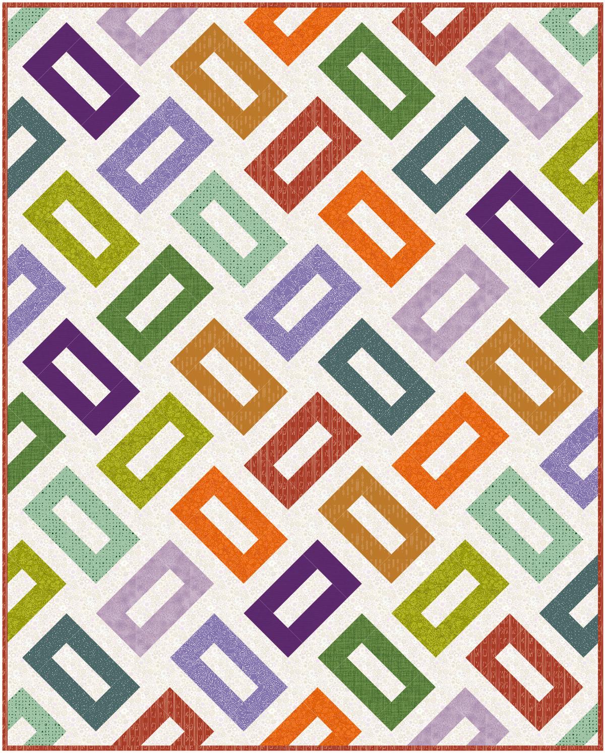 Precut Quilt Kit – Ready to Sew, The Orla Throw Quilt in fall colors, Includes Pattern (56" x 70")
