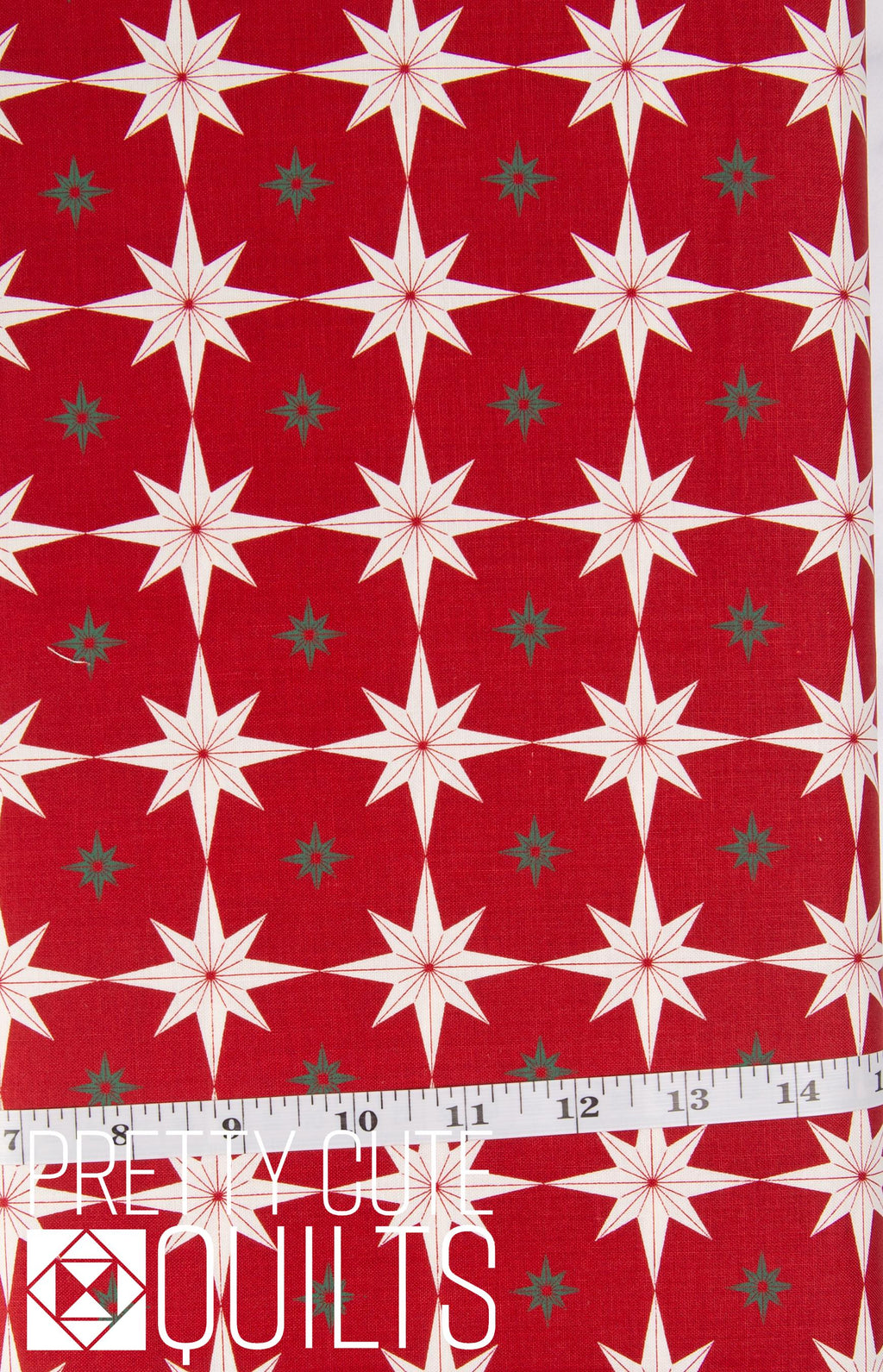 Merry Little Christmas Starbursts Red C14843-RED by Riley Blake Fabrics, White stars on Red
