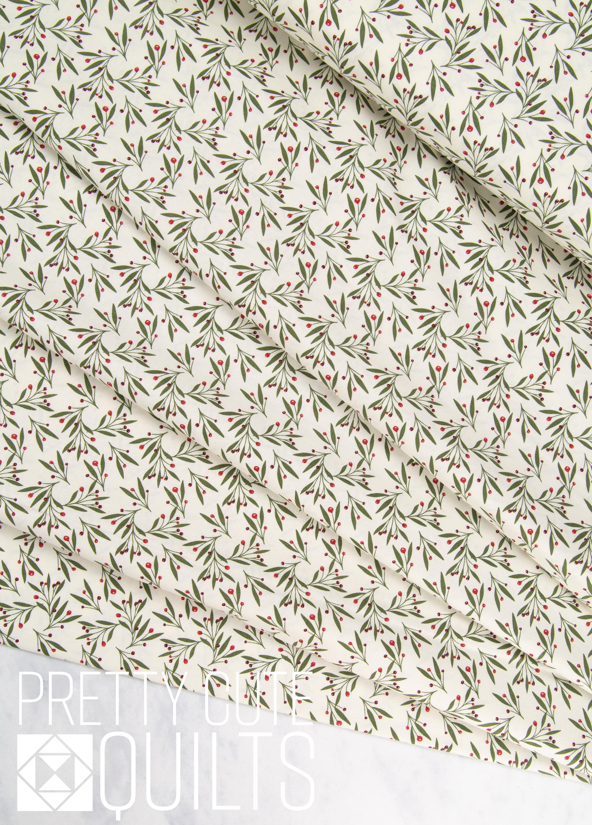 Christmas Is in Town Mistletoe Cream C14745-CREAM by Riley Blake, Poinsettias on cream