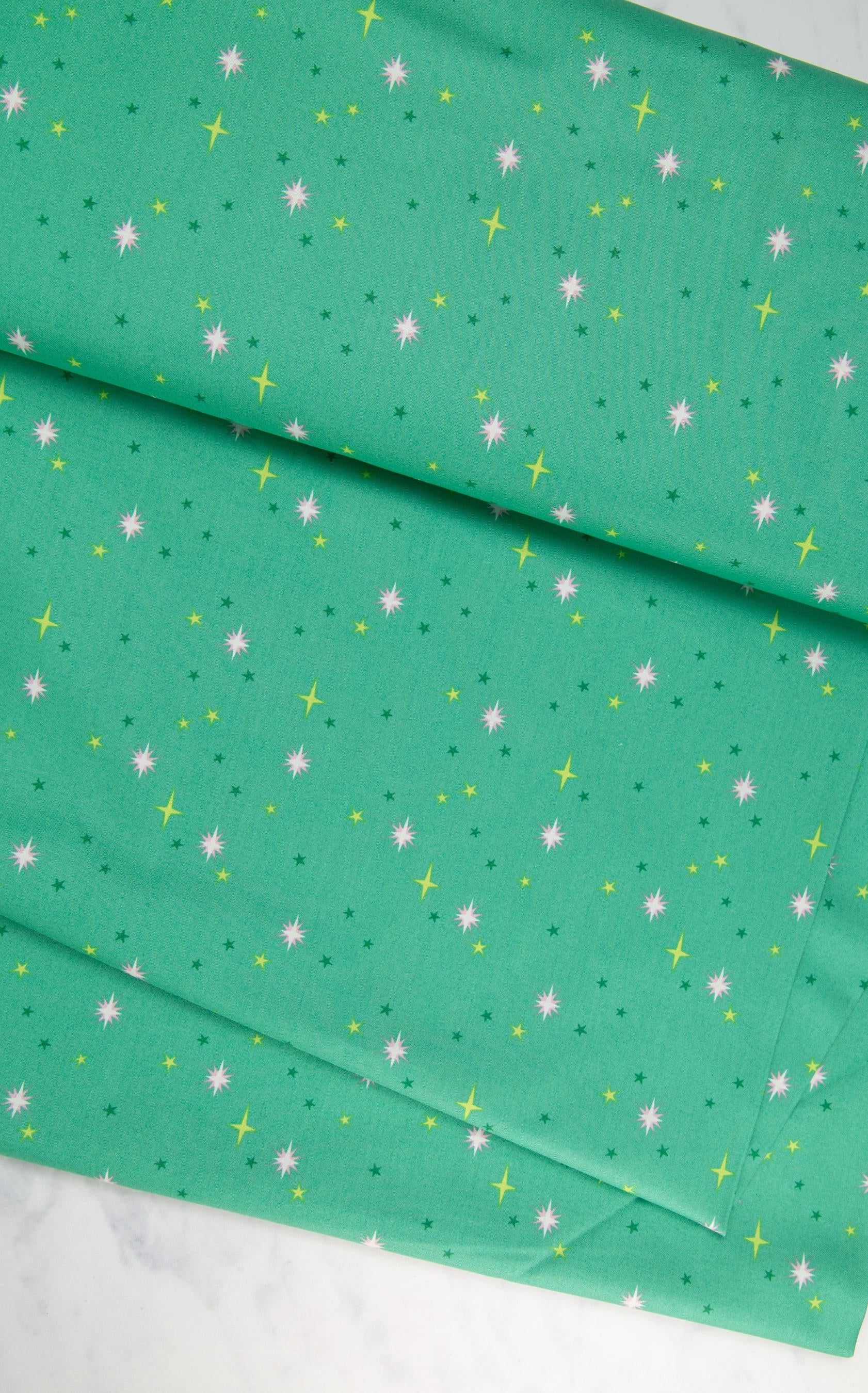 Peacock Starry Sky from Moonlit Garden by Patty Sloniger for Andover Fabrics, A-513-G, green stars blender