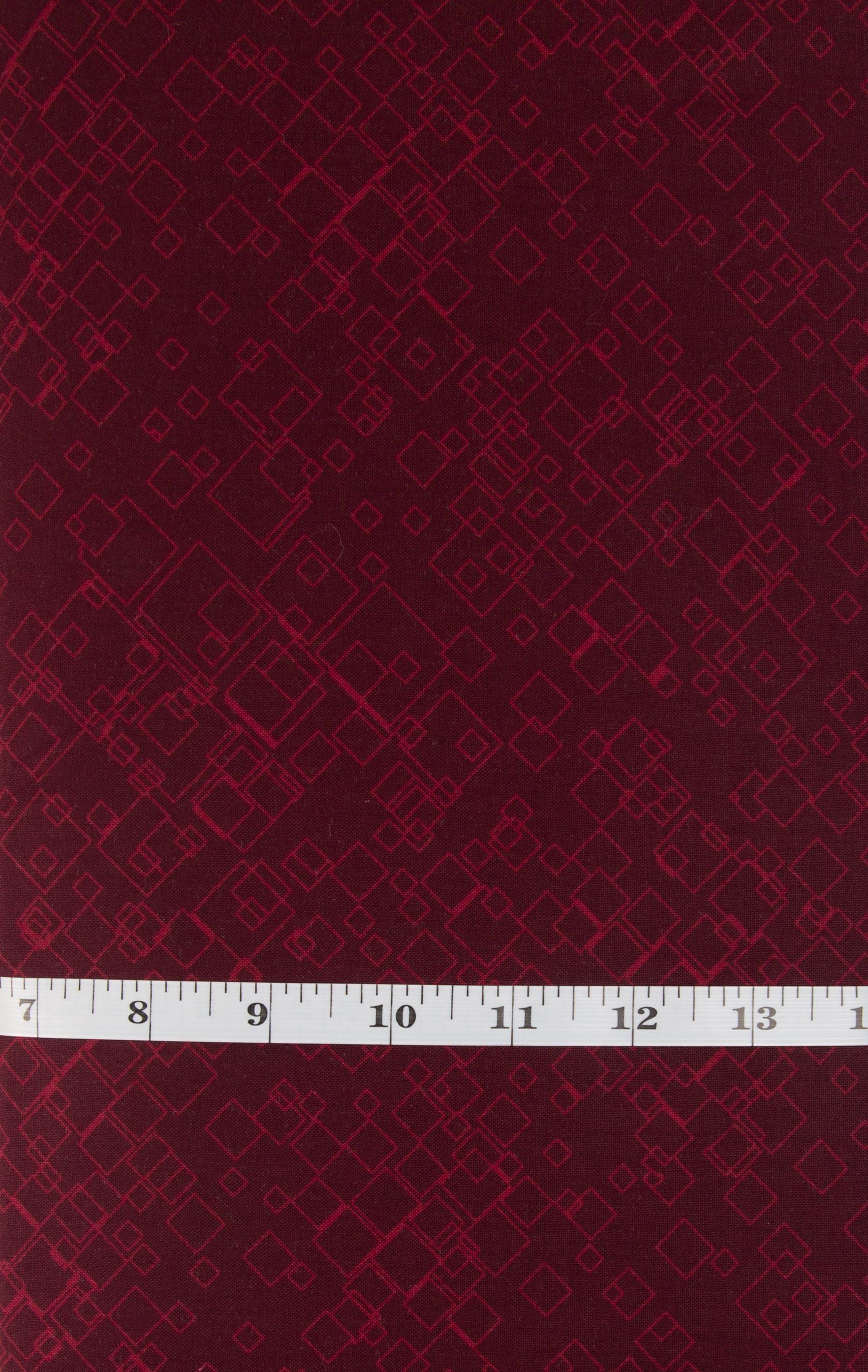 Benartex Dog On It Tonal Squares Raspberry 7549-19, dark red geometric blender