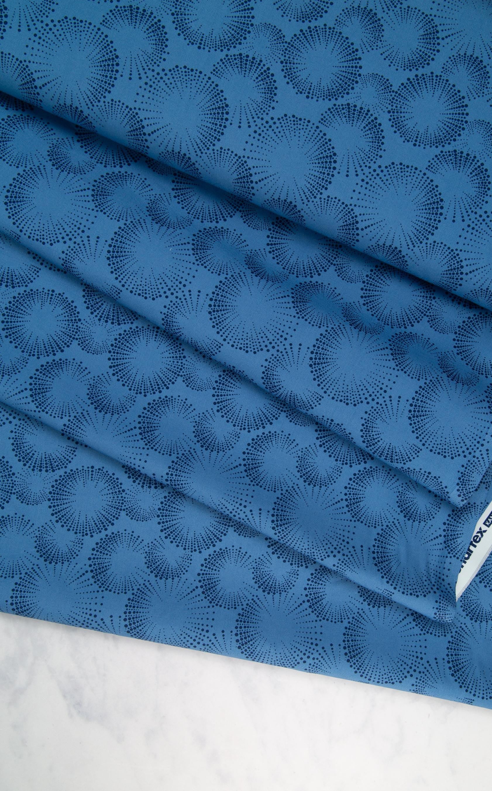 Documentaries 14486- 55B Starburst Dots Denim by Kanvas Studio for Benartex, blue geometric blender