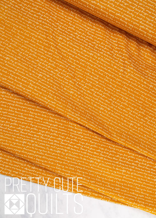 A Pear-fect Christmas Calling Words Gold C14974-GOLD by Riley Blake, White words on gold background