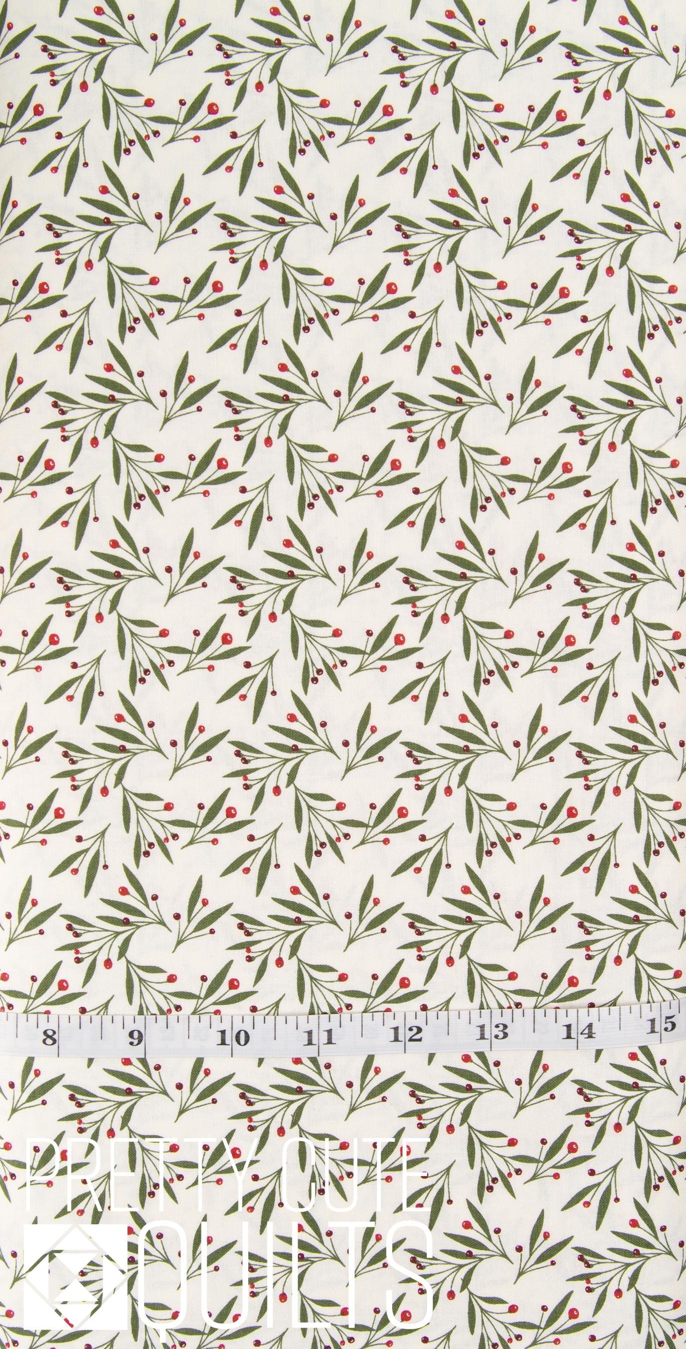 Christmas Is in Town Mistletoe Cream C14745-CREAM by Riley Blake, Poinsettias on cream