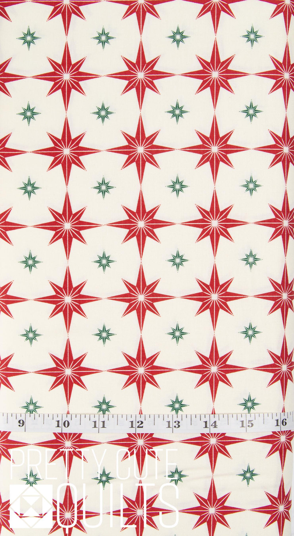 Merry Little Christmas Starbursts Cream C14843-CREAM by Riley Blake Fabrics, Red Stars on cream