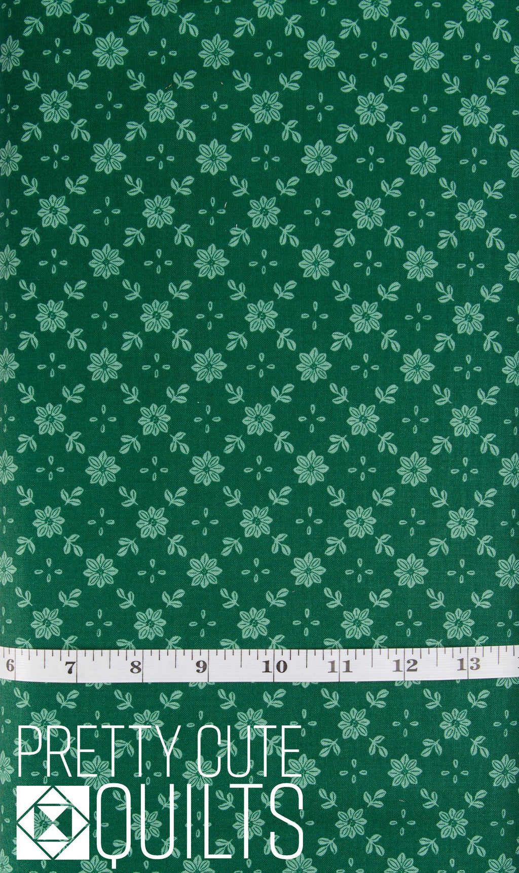A Pear-fect Christmas True Love Green C14976-GREEN by Riley Blake, flowers diagonal on green