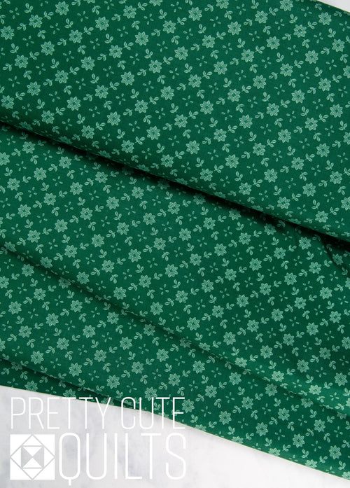 A Pear-fect Christmas True Love Green C14976-GREEN by Riley Blake, flowers diagonal on green