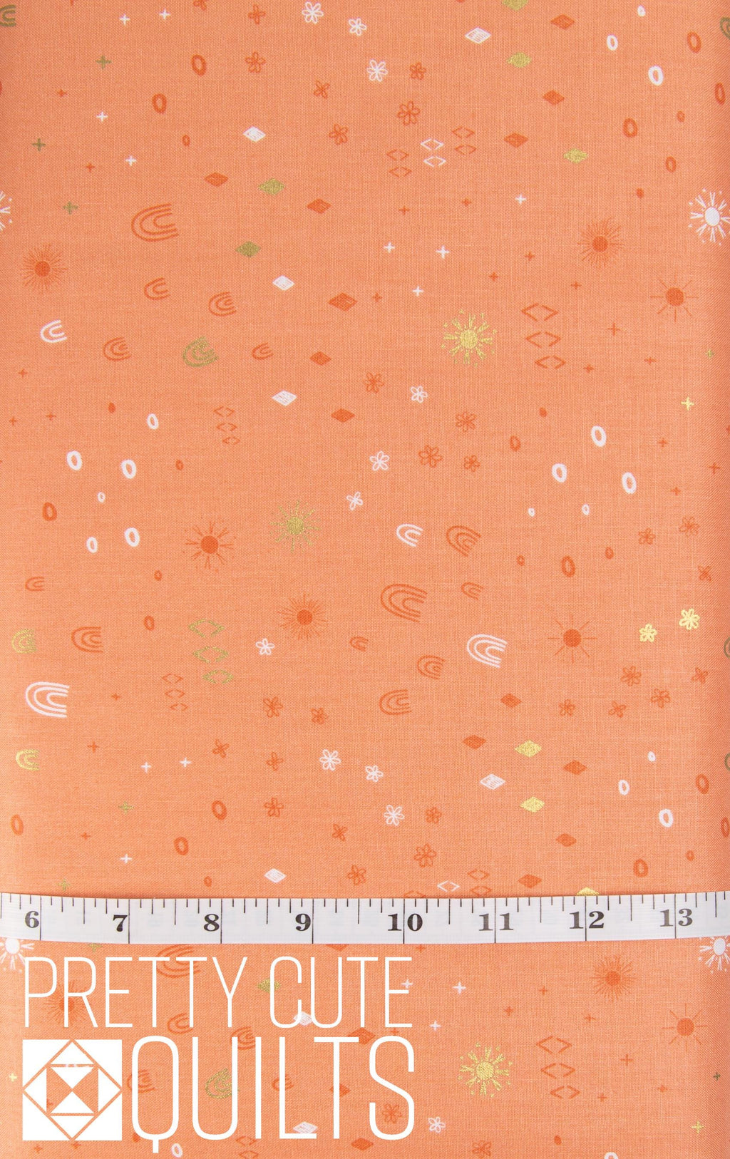 Stay Wild Boho Things Marmalade Sparkle SC15215-MARMALADE by Riley Blake, orange rainbows