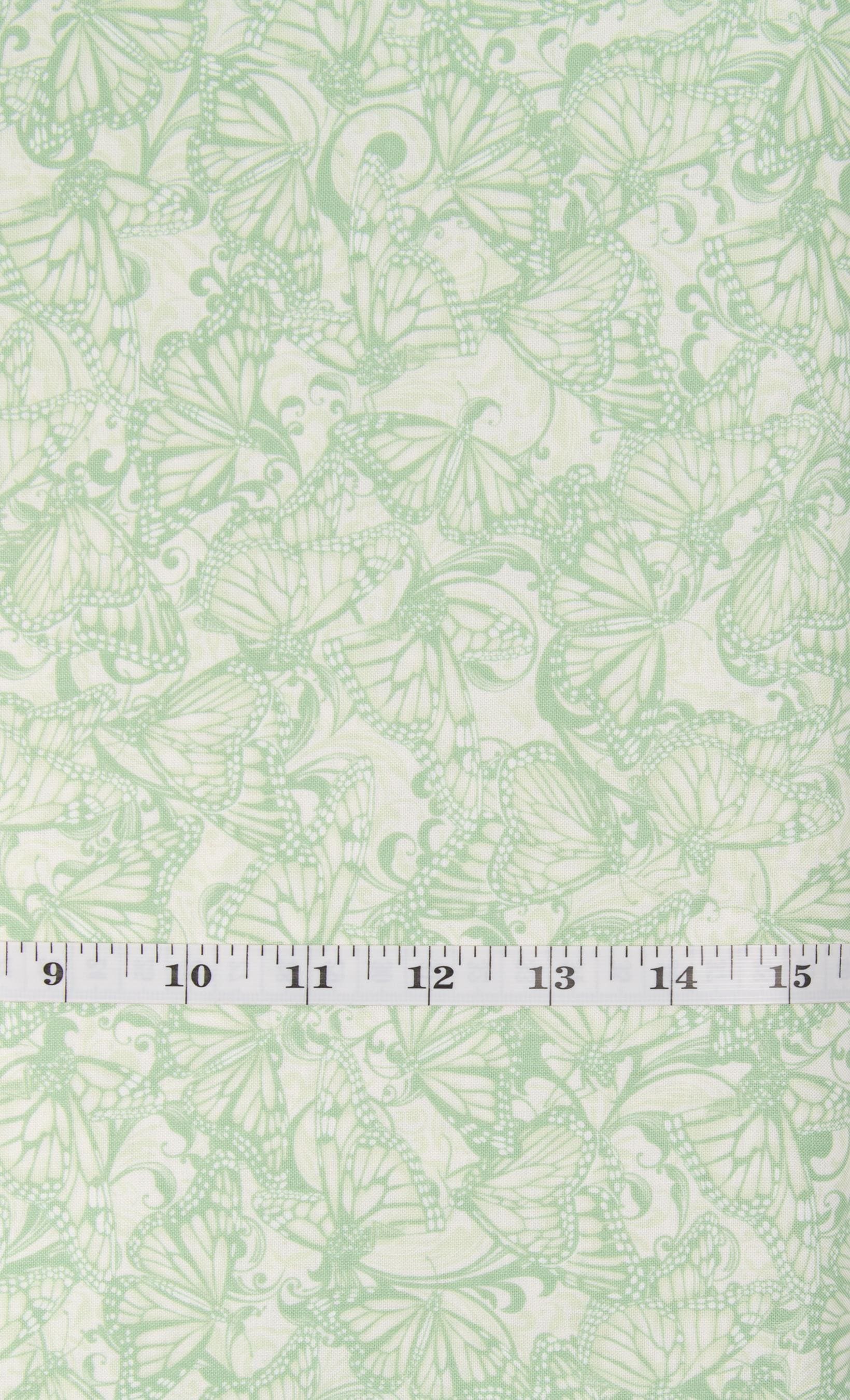 Green Butterflies fabric 03094-42 Hydrangea Blue by Benartex, green monarch butterflies blender