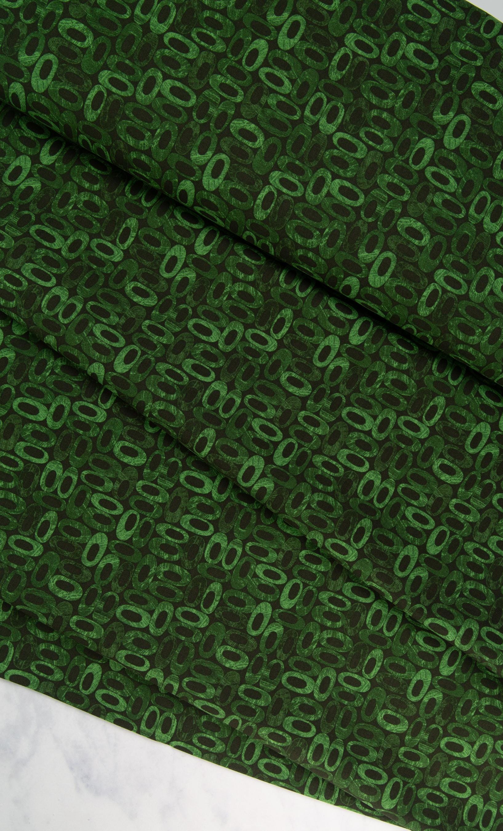 Benartex Alluring Butterflies by Anne Lauer 13309-44 Medium Green Oblong, dark green ovals blender