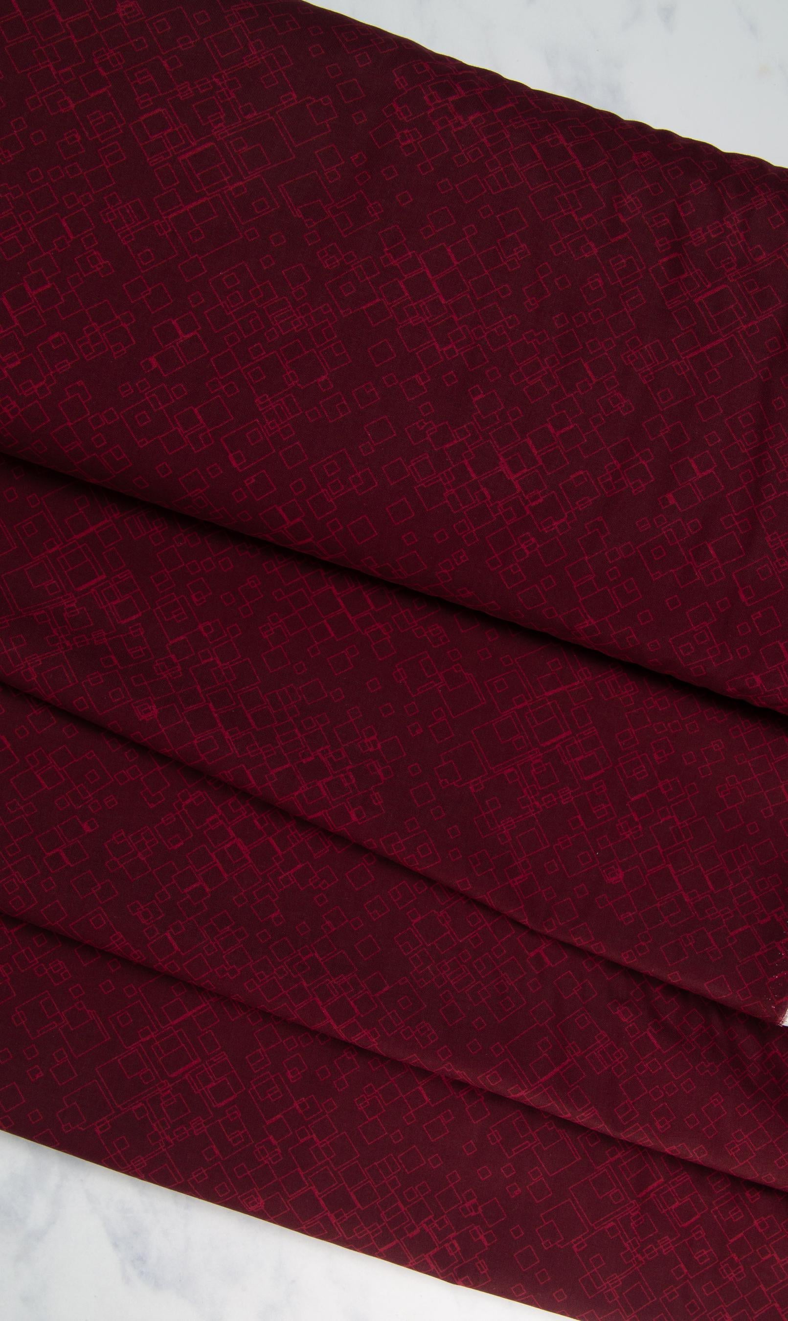 Benartex Dog On It Tonal Squares Raspberry 7549-19, dark red geometric blender