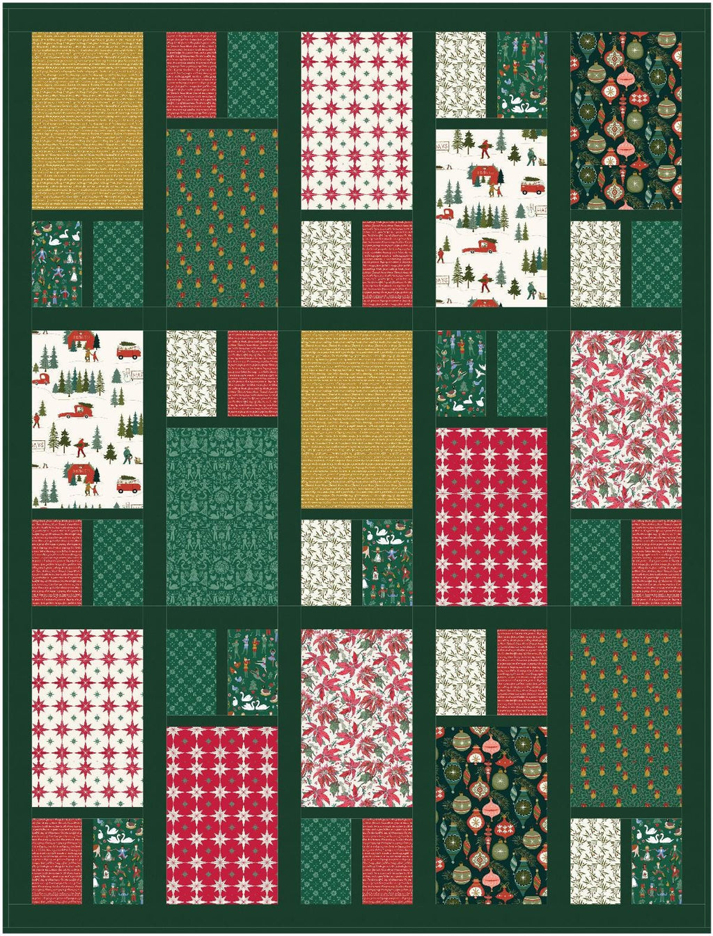 Precut Quilt Kit – Ready to Sew, Christmas Florence Throw, Includes Pattern (60" x 80"), Beginner Friendly