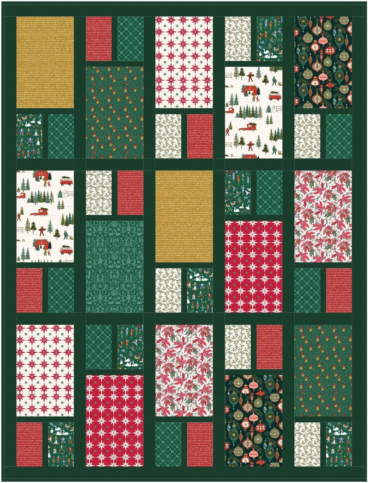Precut Quilt Kit – Ready to Sew, Christmas Florence Throw, Includes Pattern (60" x 80"), Beginner Friendly