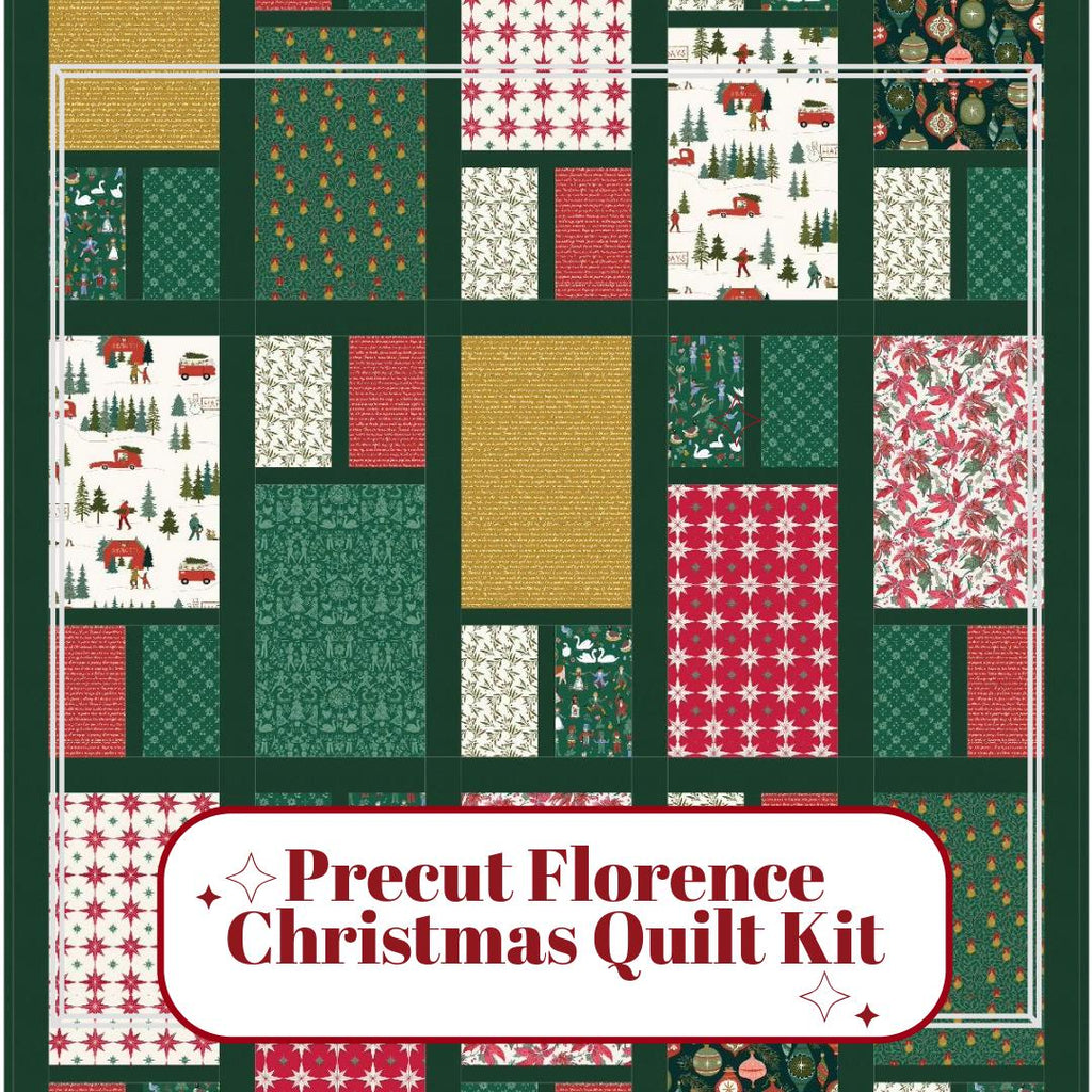 Precut Quilt Kit – Ready to Sew, Christmas Florence Throw, Includes Pattern (60" x 80"), Beginner Friendly