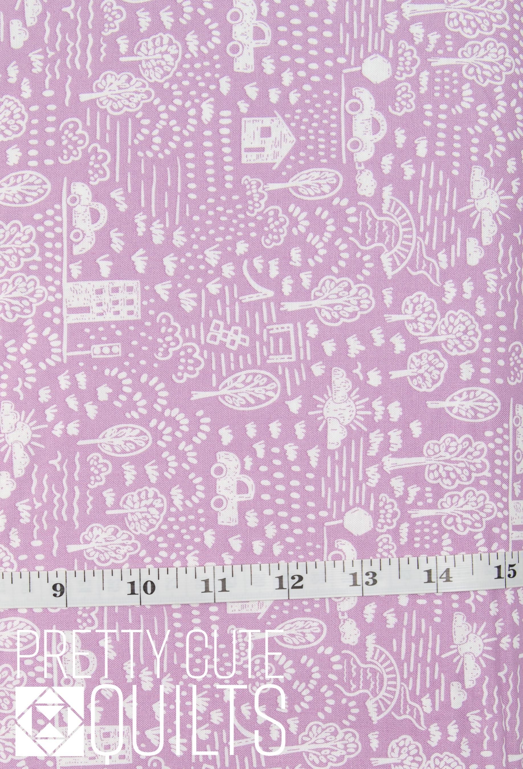 Get Your Cray-On with Crayola Purple Neighborhood by Riley Blake C15411-PURPLE, cars trees houses