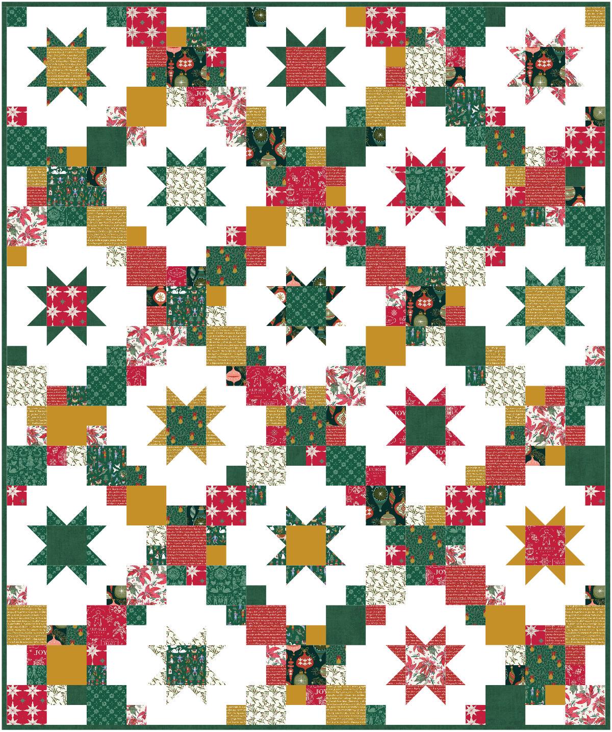 Precut Christmas Quilt Kit – Ready to Sew, Beginner Friendly, Includes Pattern (60" x 72")