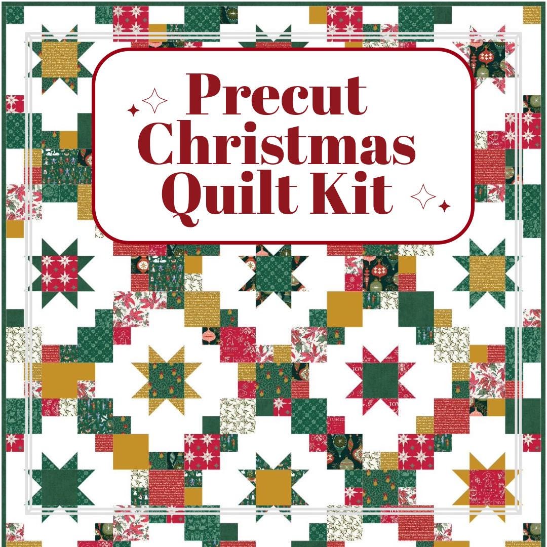 Precut Christmas Quilt Kit – Ready to Sew, Beginner Friendly, Includes Pattern (60" x 72")