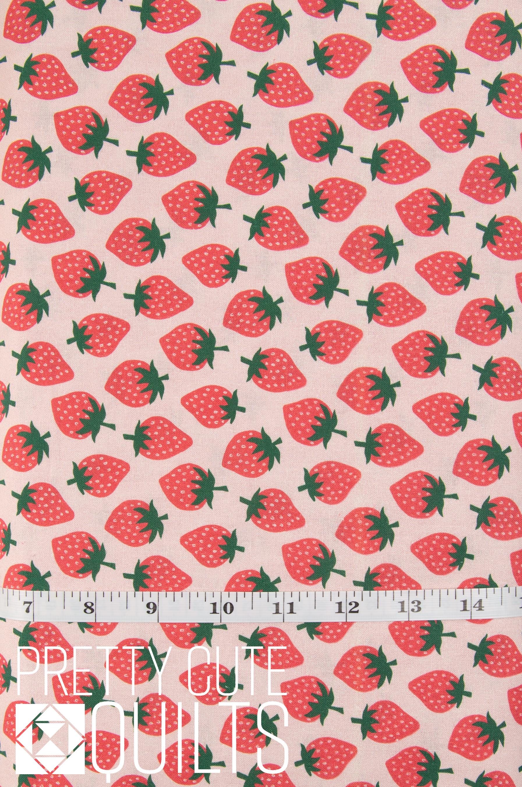 Spring Strawberries - Strawberries by Felicity Fabrics 610281, pink green strawberries