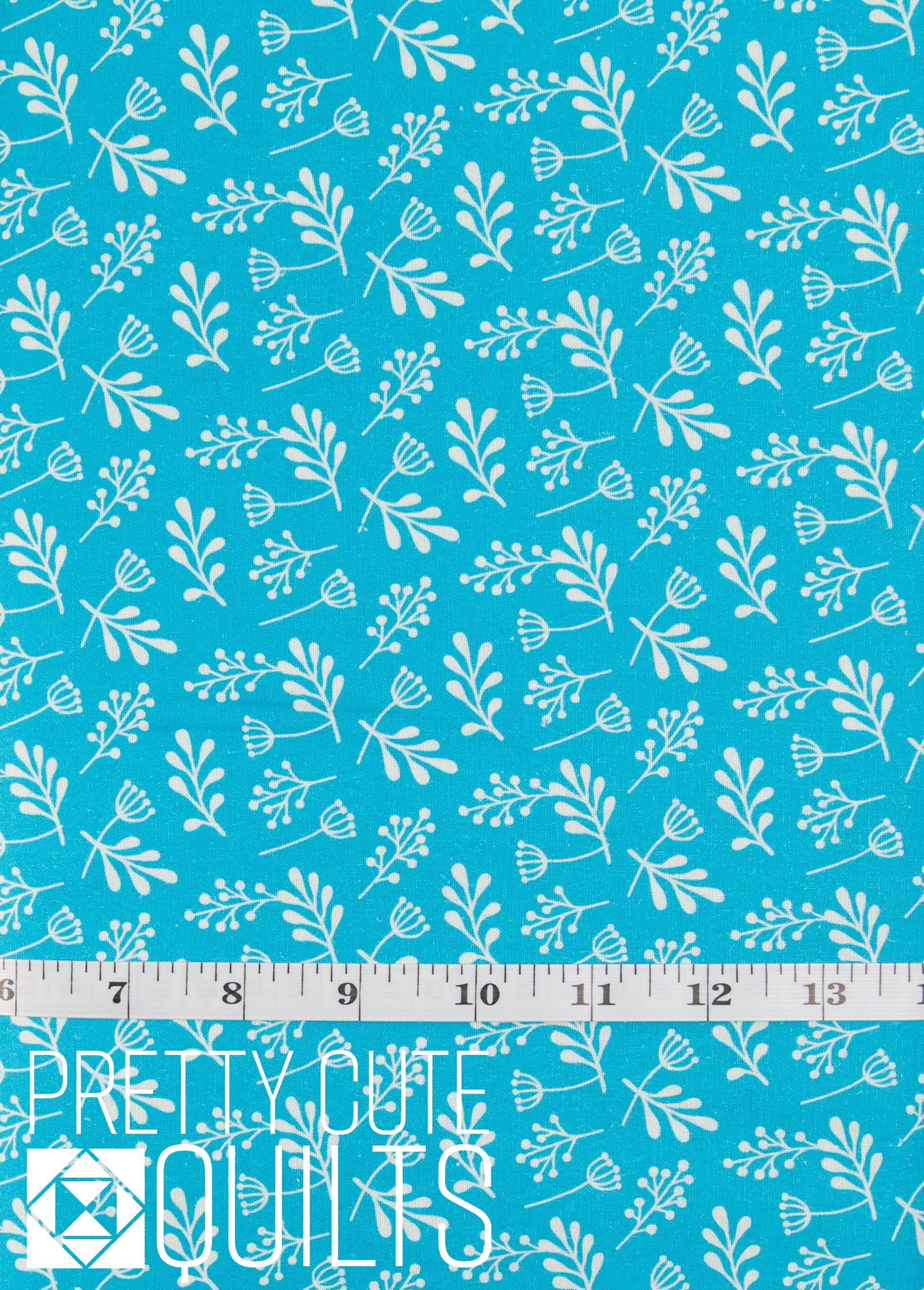 Spring Strawberries Blue Floating Plants by Felicity Fabrics 610278