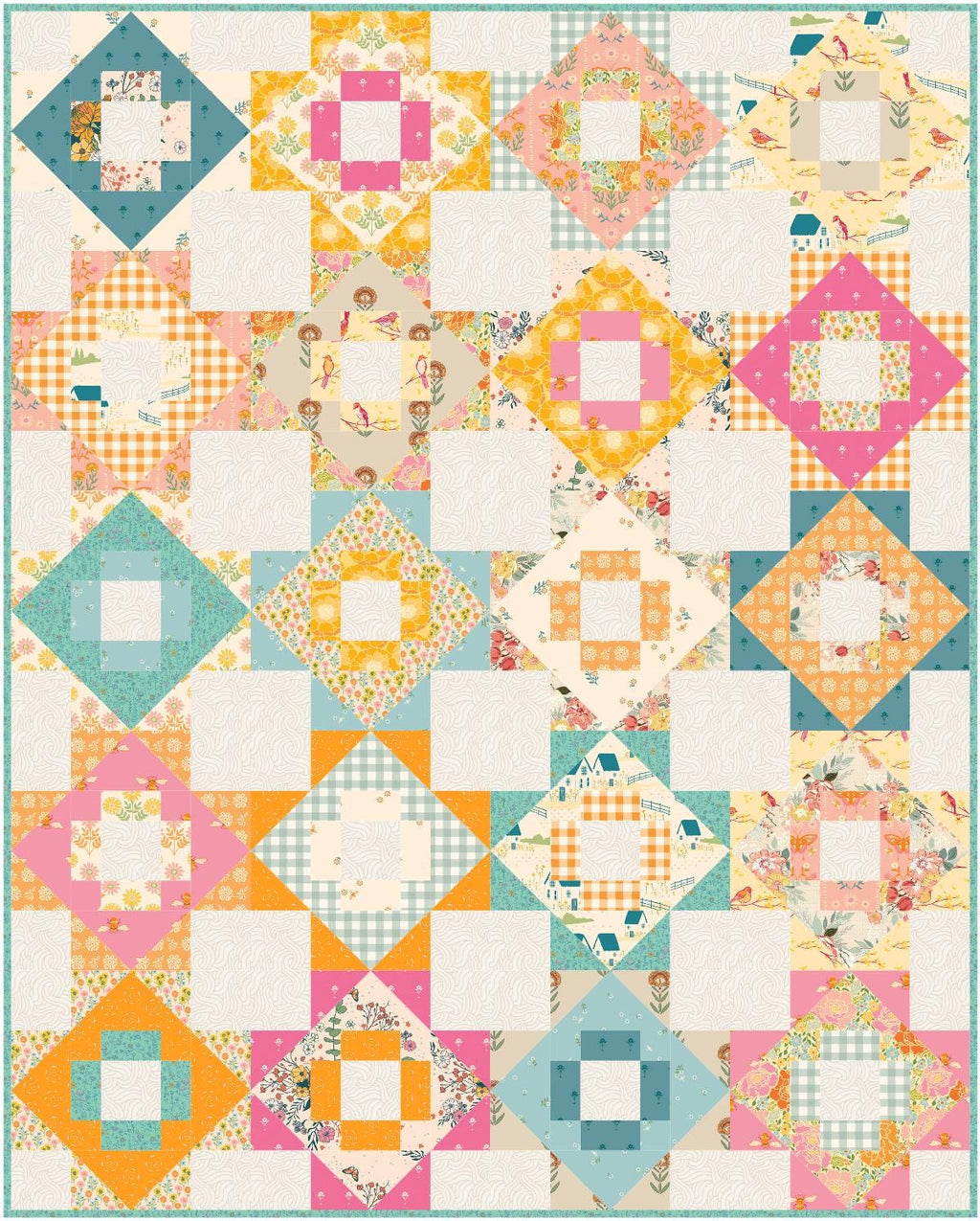 Precut Quilt Kit – Ready to Sew, Meadowland Large Throw, Includes Pattern (64" x 80")