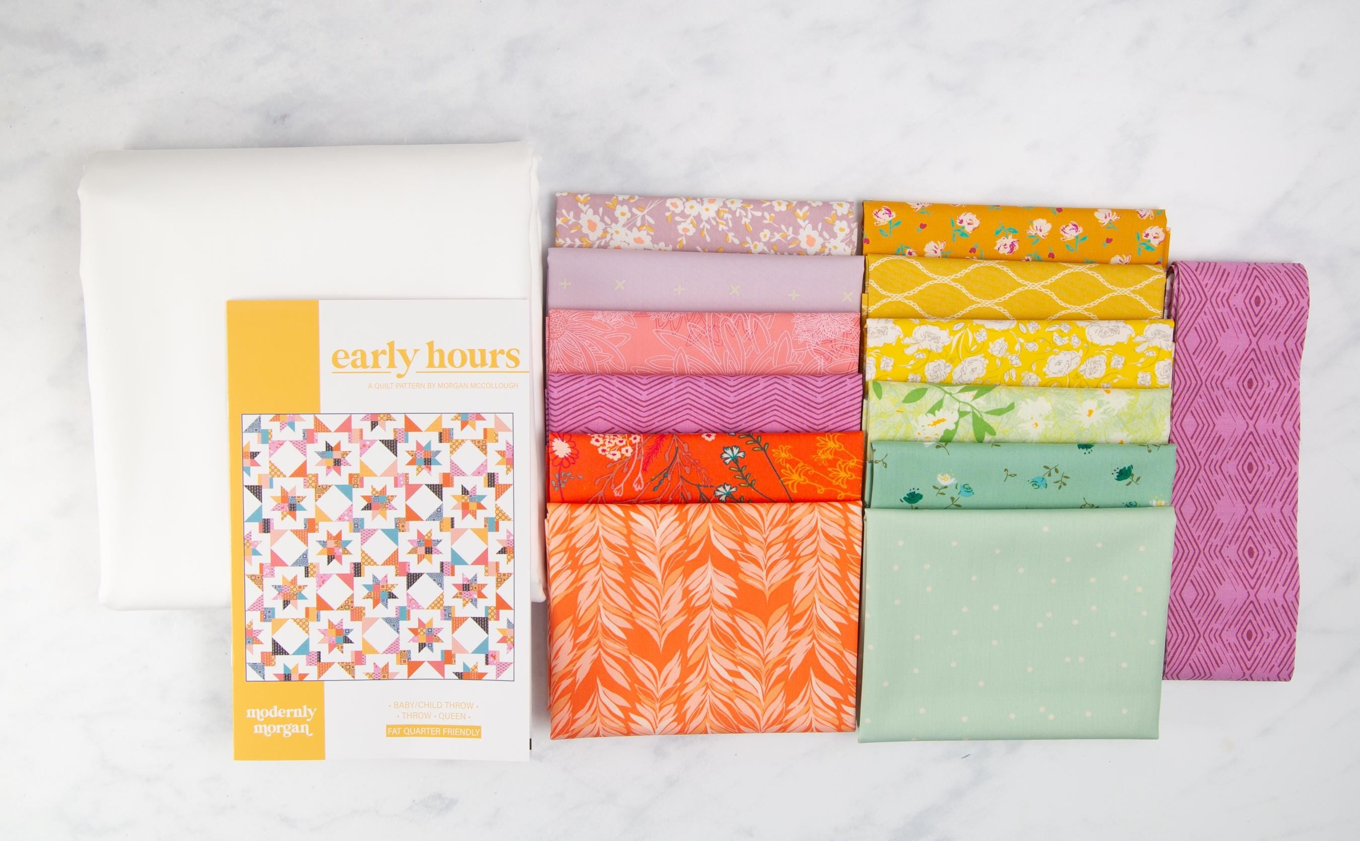 Early Hours Quilt Kit | Bright Pastel Quilt Large Throw, Includes Pattern (72" x 72")